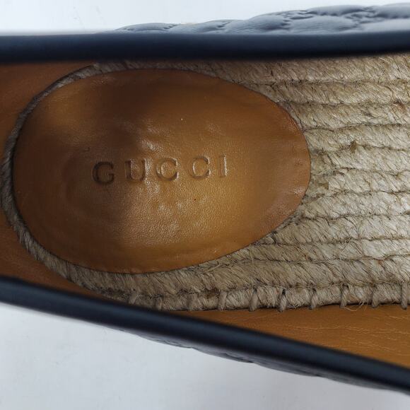 Gucci Microguccissima Signature Espadrilles Leather Black Spain Size 37.5 US 7.5 - Picture 9 of 14